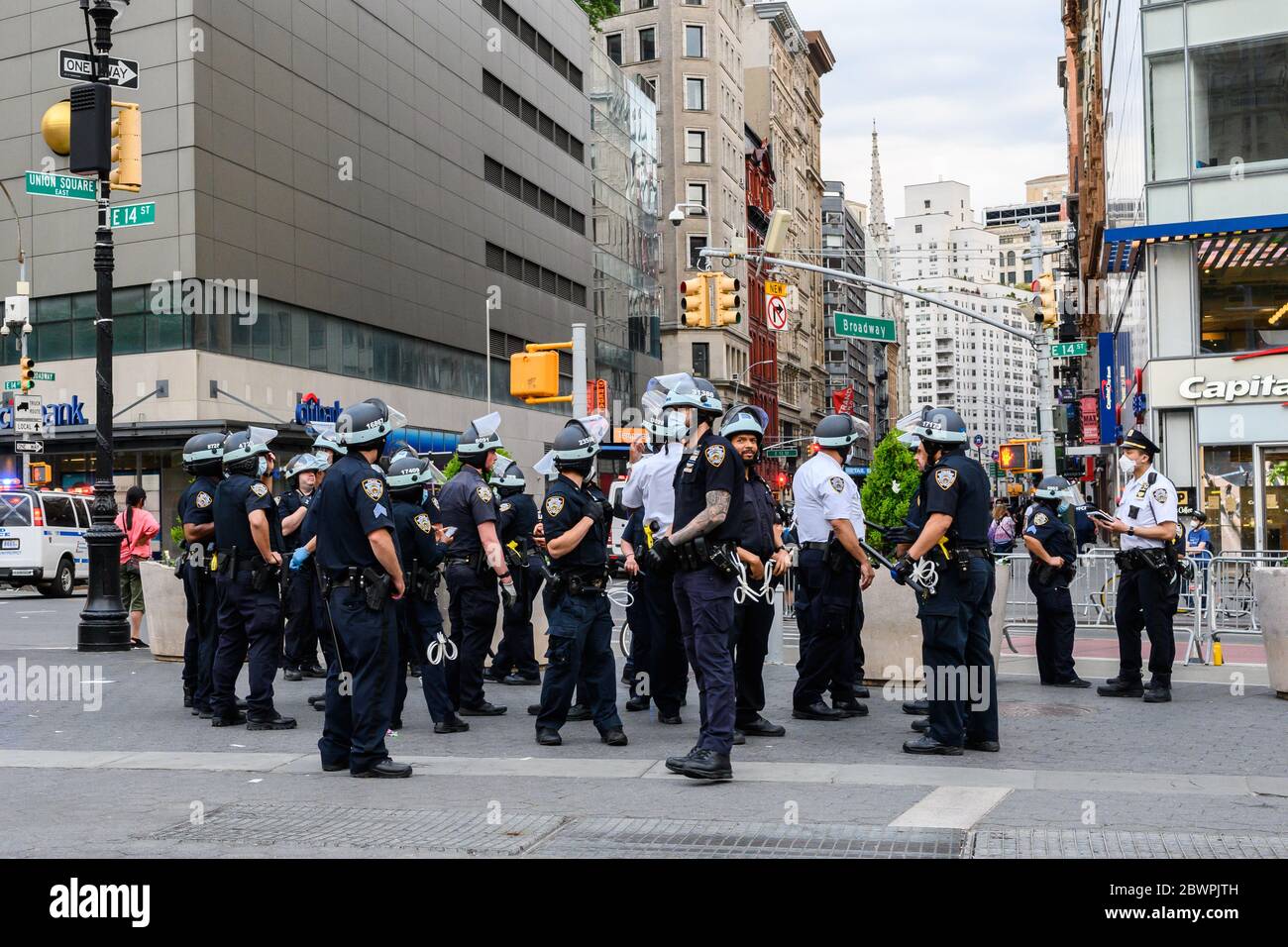 A large gathering of New York City police officers near the march for ...