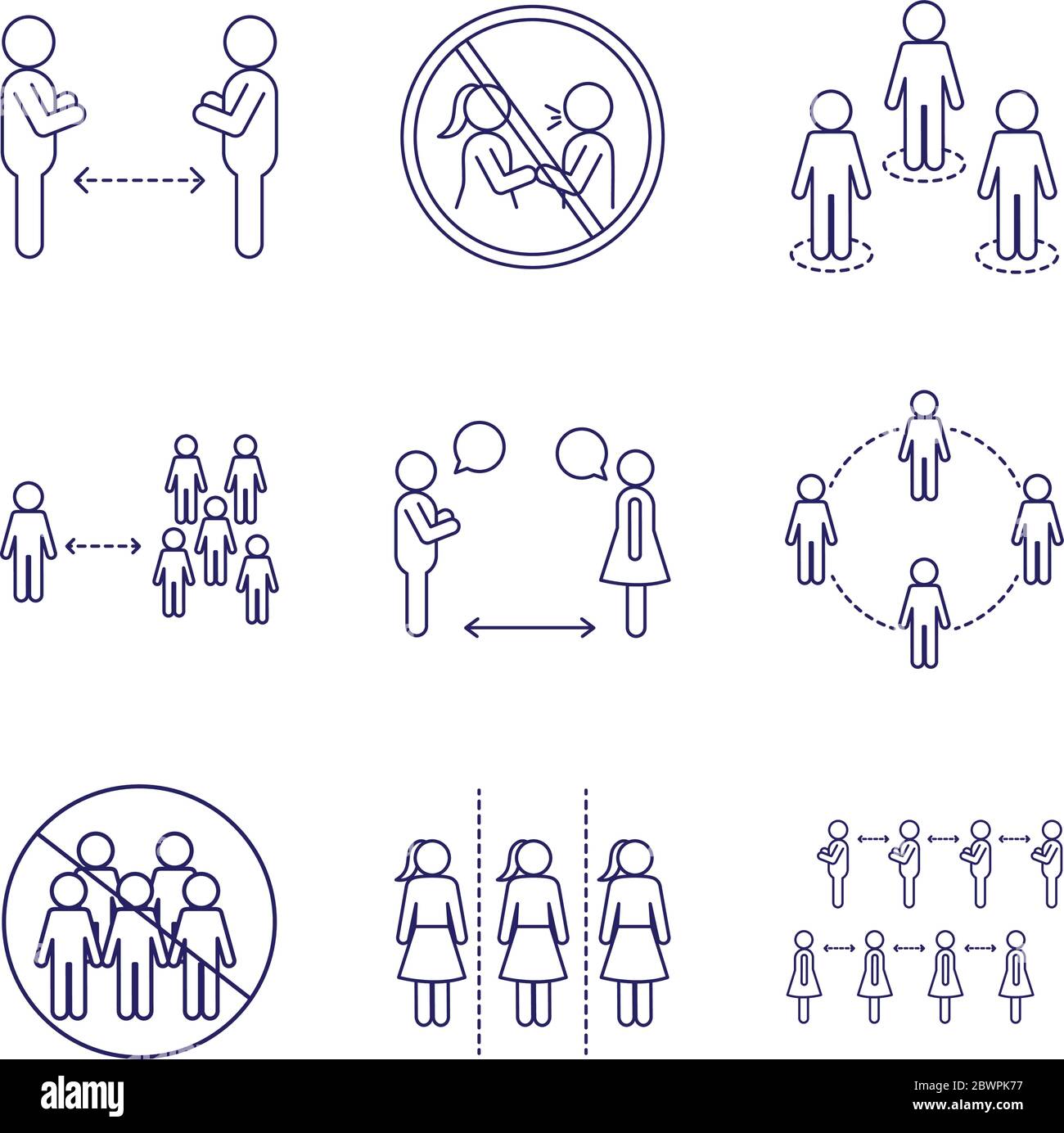Social distancing line style icon set vector design Stock Vector Image ...
