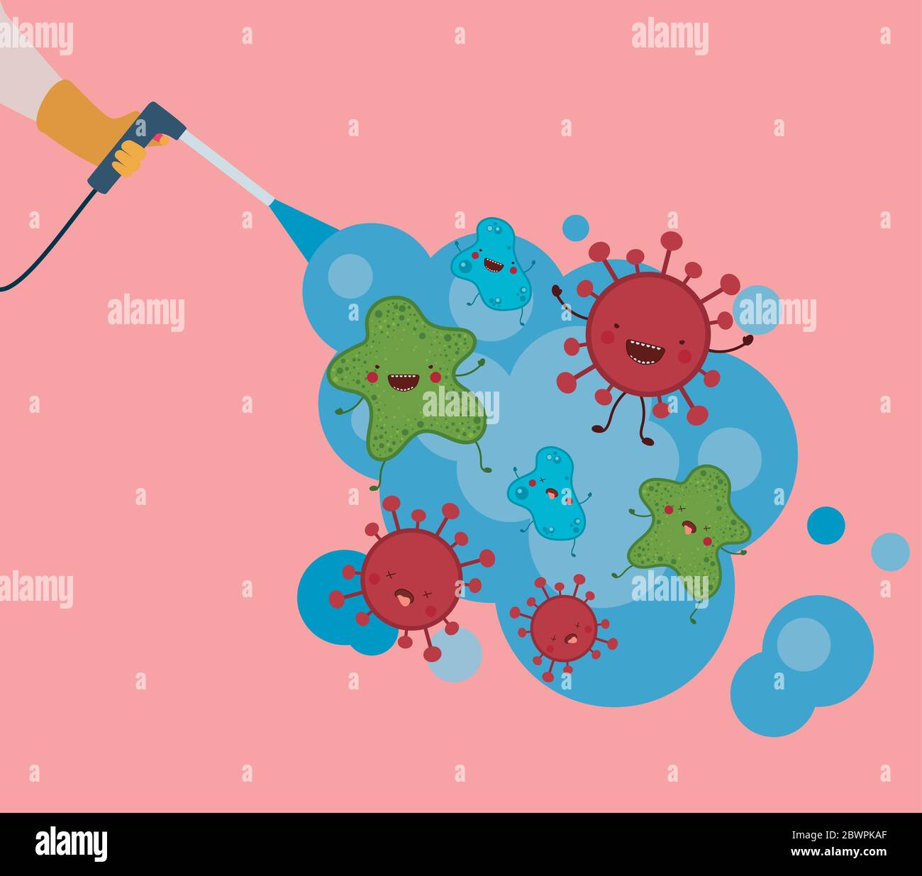 Antibacterial spray hose and smoke with covid 19 virus vector design ...