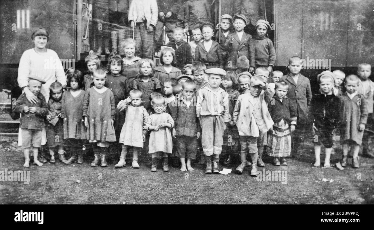 Photo shows Jewish orphan children at Lviv, Ukraine, circa 1920 Stock Photo