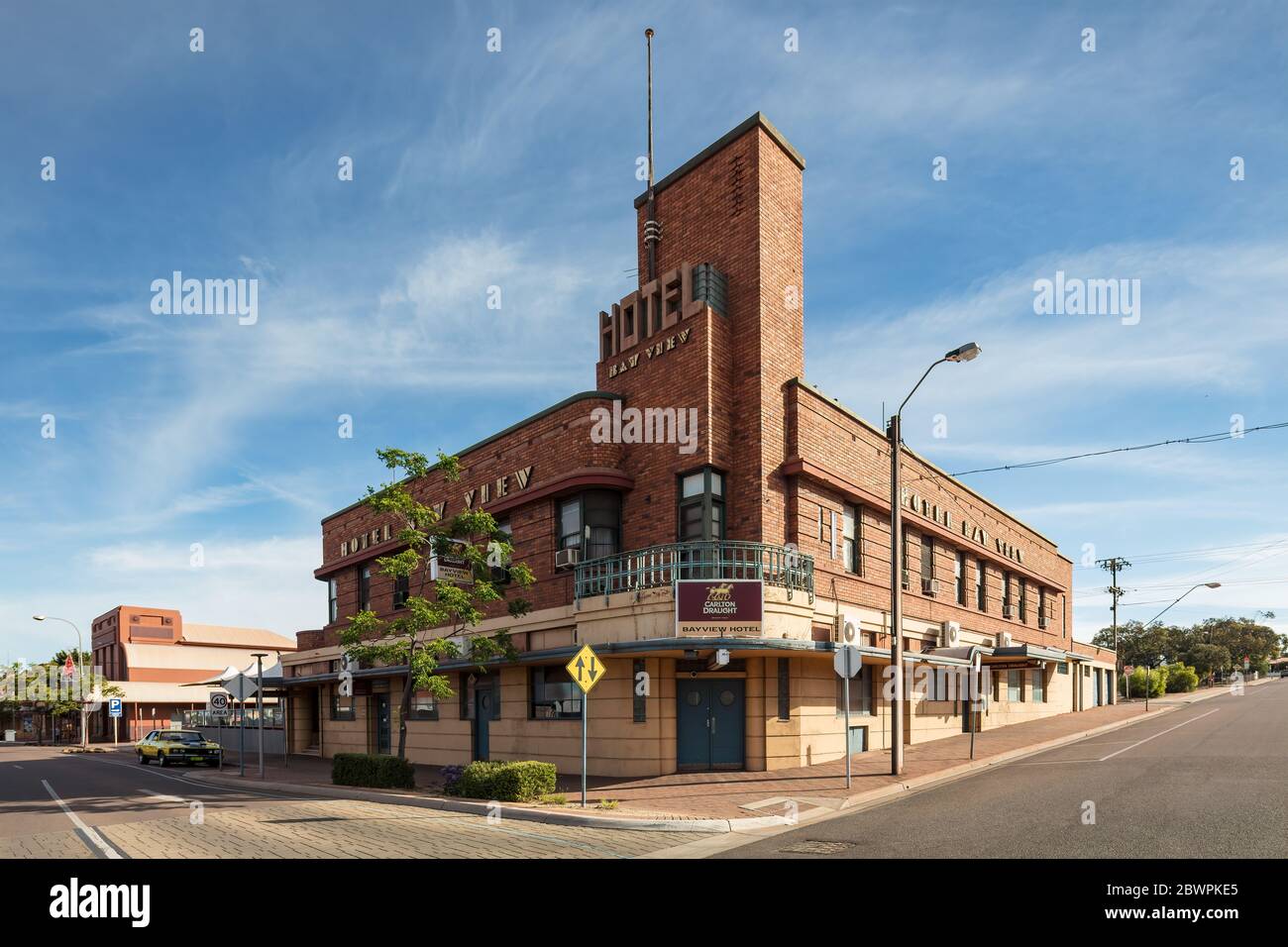 Whyalla South Australia November 17th 2019 : Exterior view of the art deco Hotel Bay View in Whyall South Australia Stock Photo
