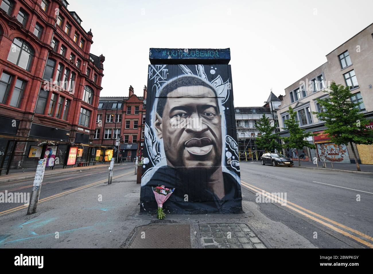 Manchester, UK. 02nd June, 2020. A freshly painted mural of the late George Floyd, has been created by the artist AKSE in Stevenson square, Manchester.A mural of the late George Floyd, created in Manchester city centre. Credit: SOPA Images Limited/Alamy Live News Stock Photo