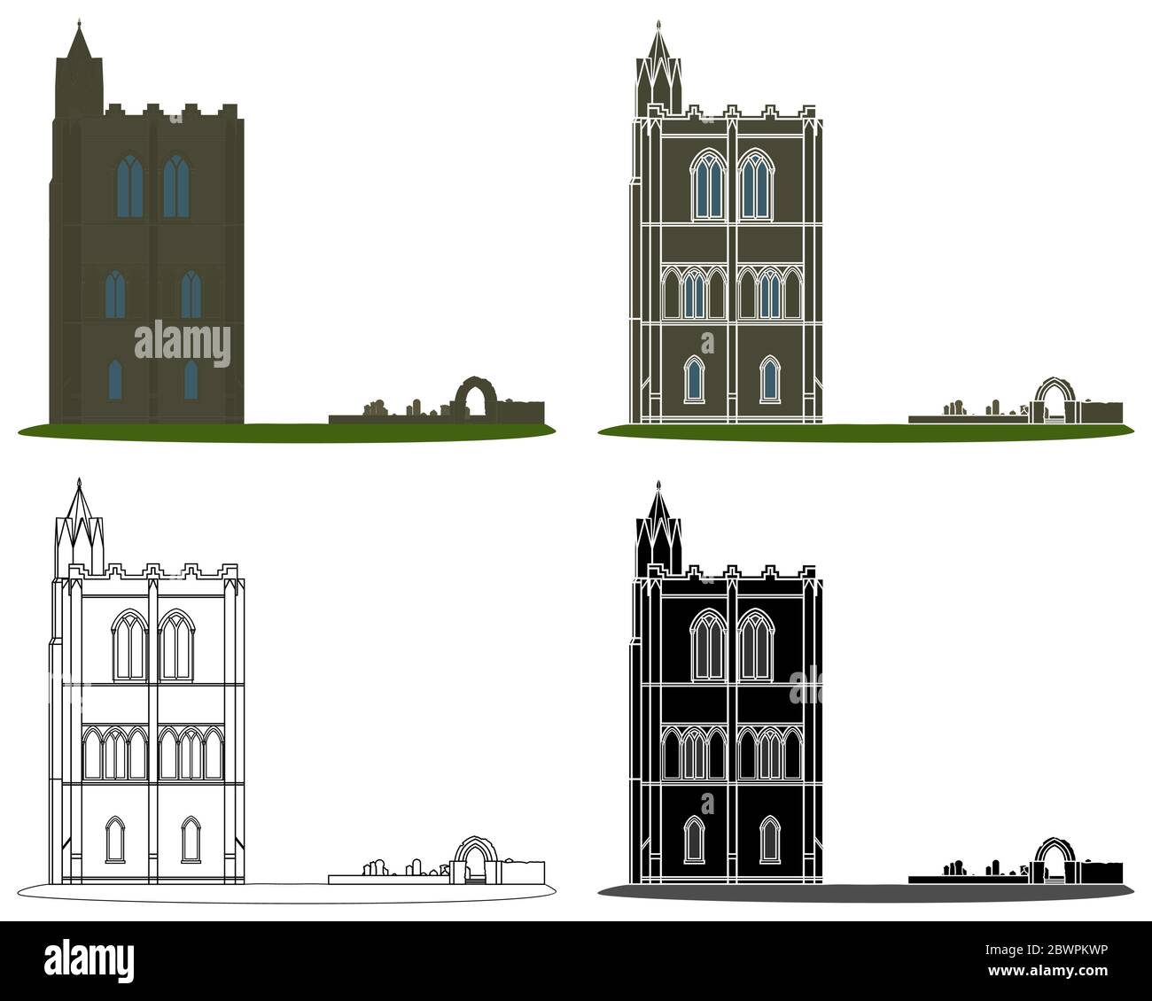 Cambuskenneth abbey in front view Stock Vector