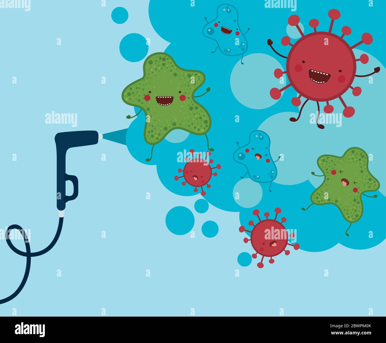 Antibacterial spray hose and smoke with covid 19 virus vector design ...