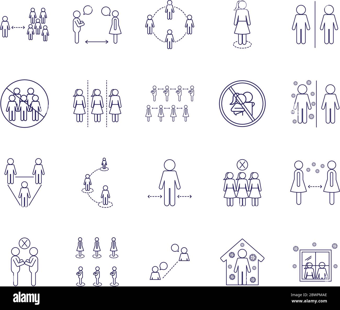 Social distancing line style icon set vector design Stock Vector Image ...