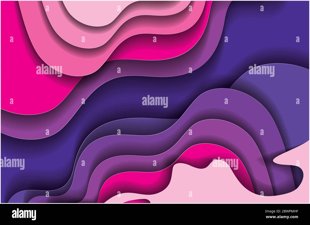 Purple and pink waves background inside frame vector design Stock ...