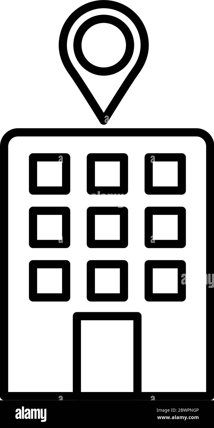 building with pin pointer location line style Stock Vector Image & Art ...