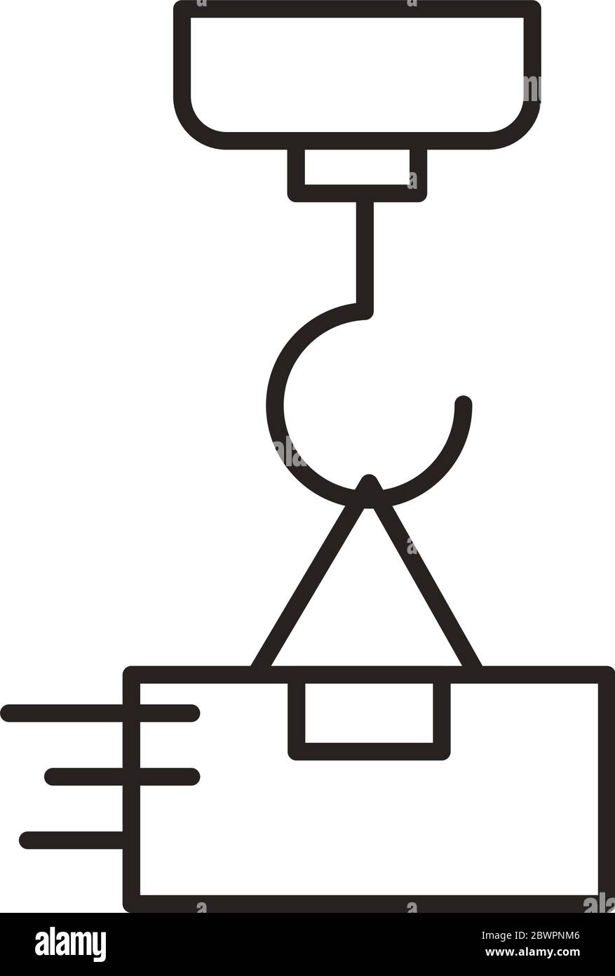 box carton hanging in hook delivery service line style Stock Vector