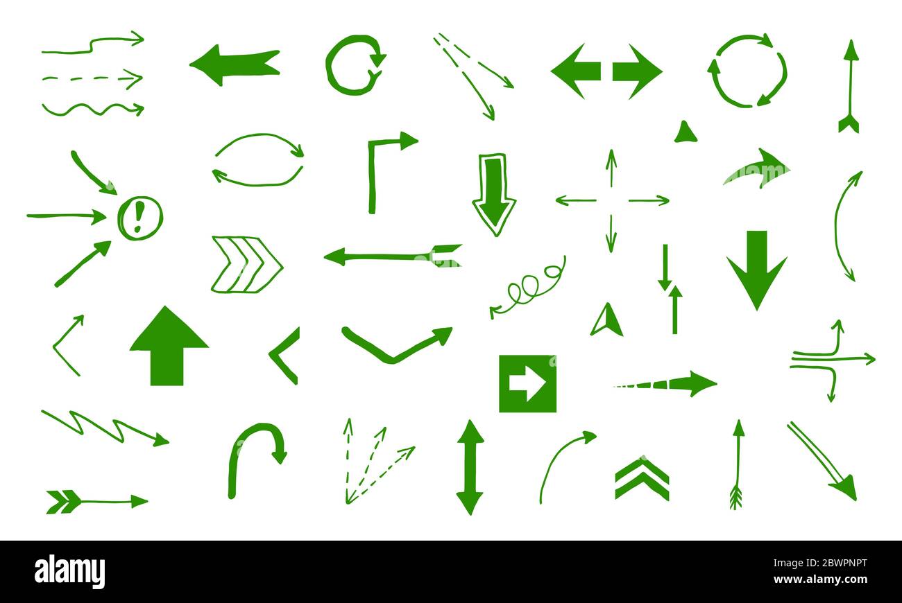 Hand drawn arrow set. Vector illustration graphic. Stock Vector