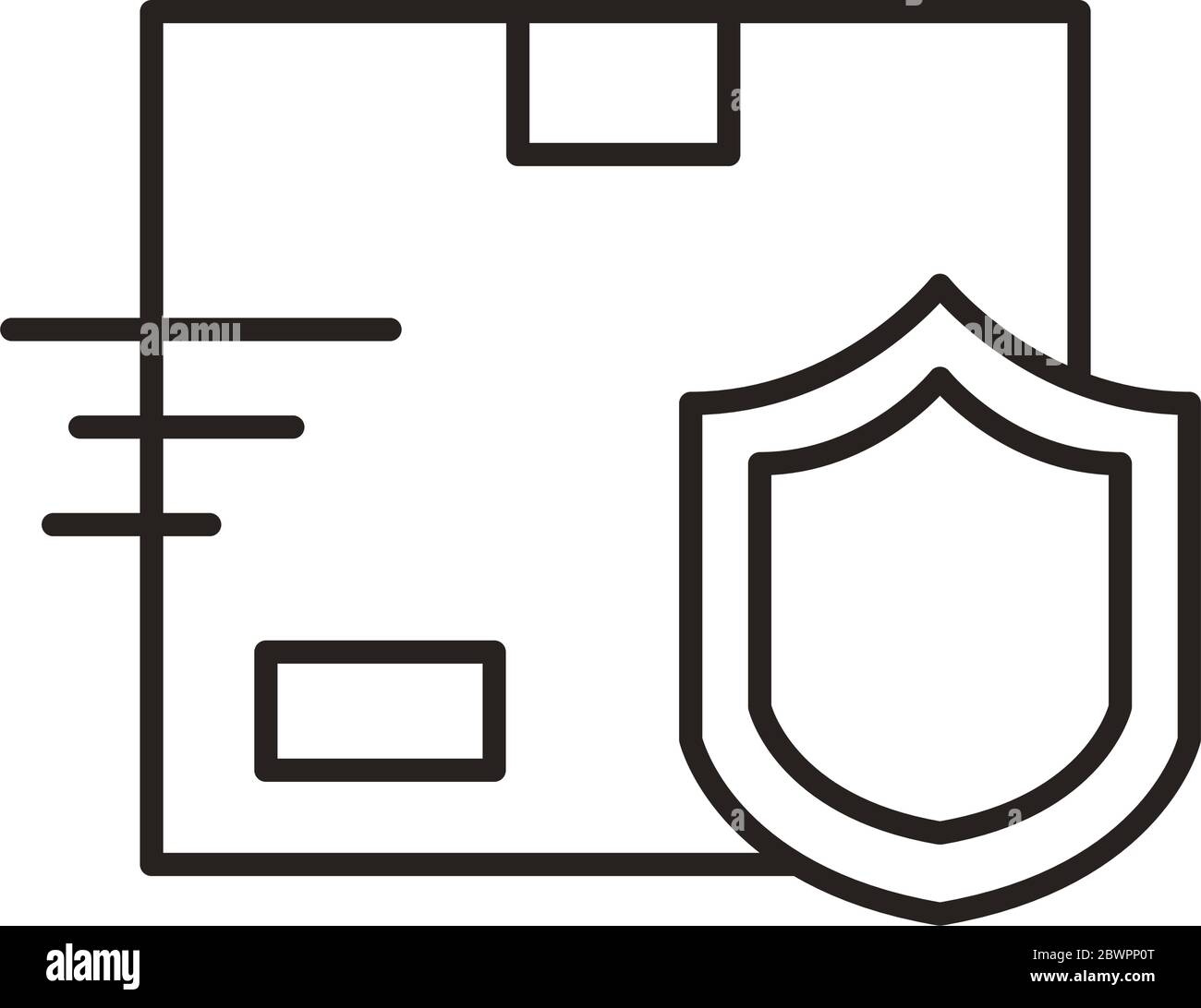 box carton with shield delivery service line style Stock Vector Image ...