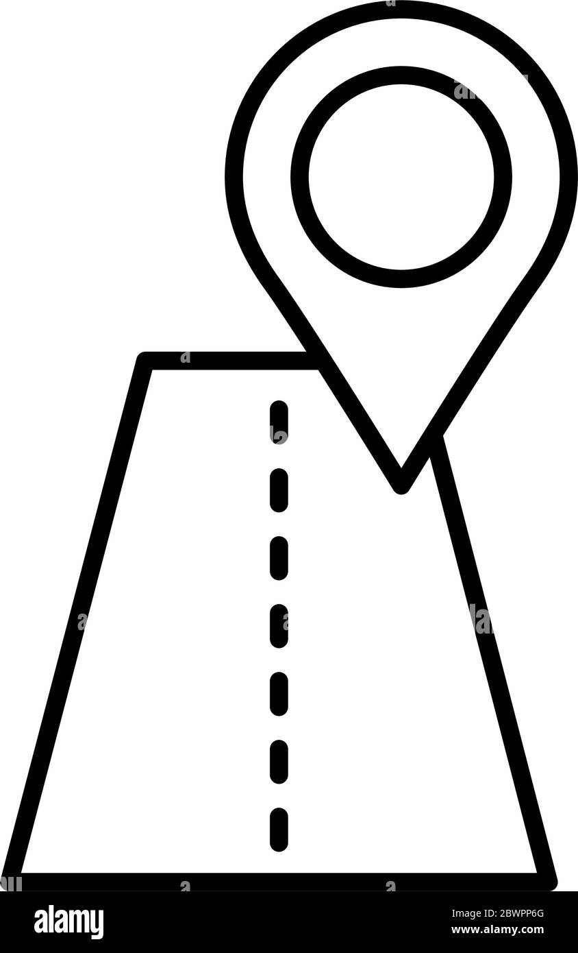 road with pin pointer location line style Stock Vector Image & Art - Alamy