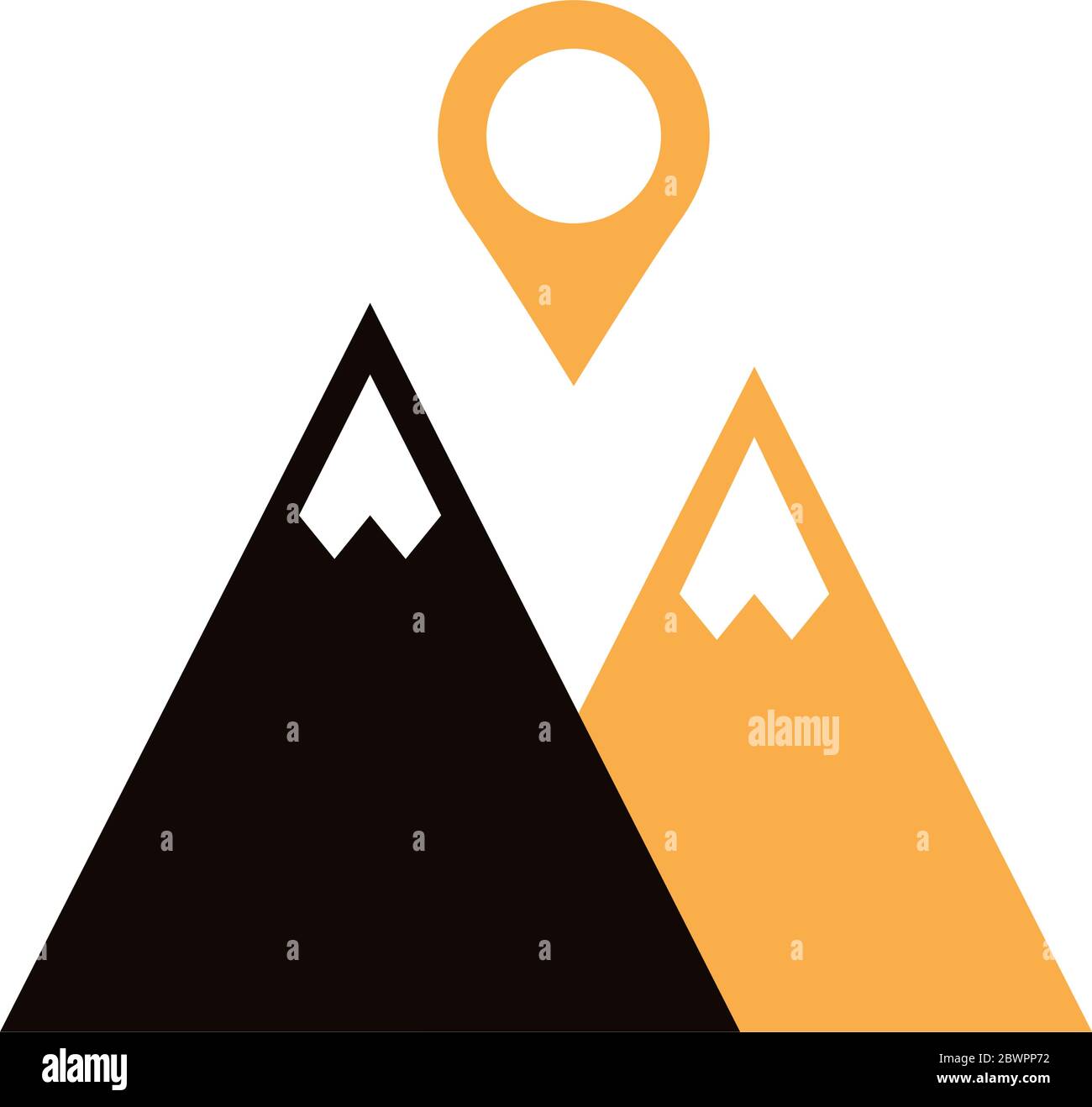 mountain with pin pointer location line style Stock Vector Image & Art ...