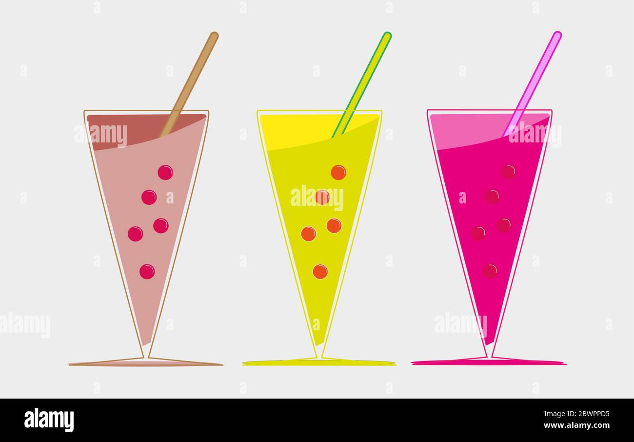 Colourful Smoothie Fruit Drinks vector Illustration Stock Vector