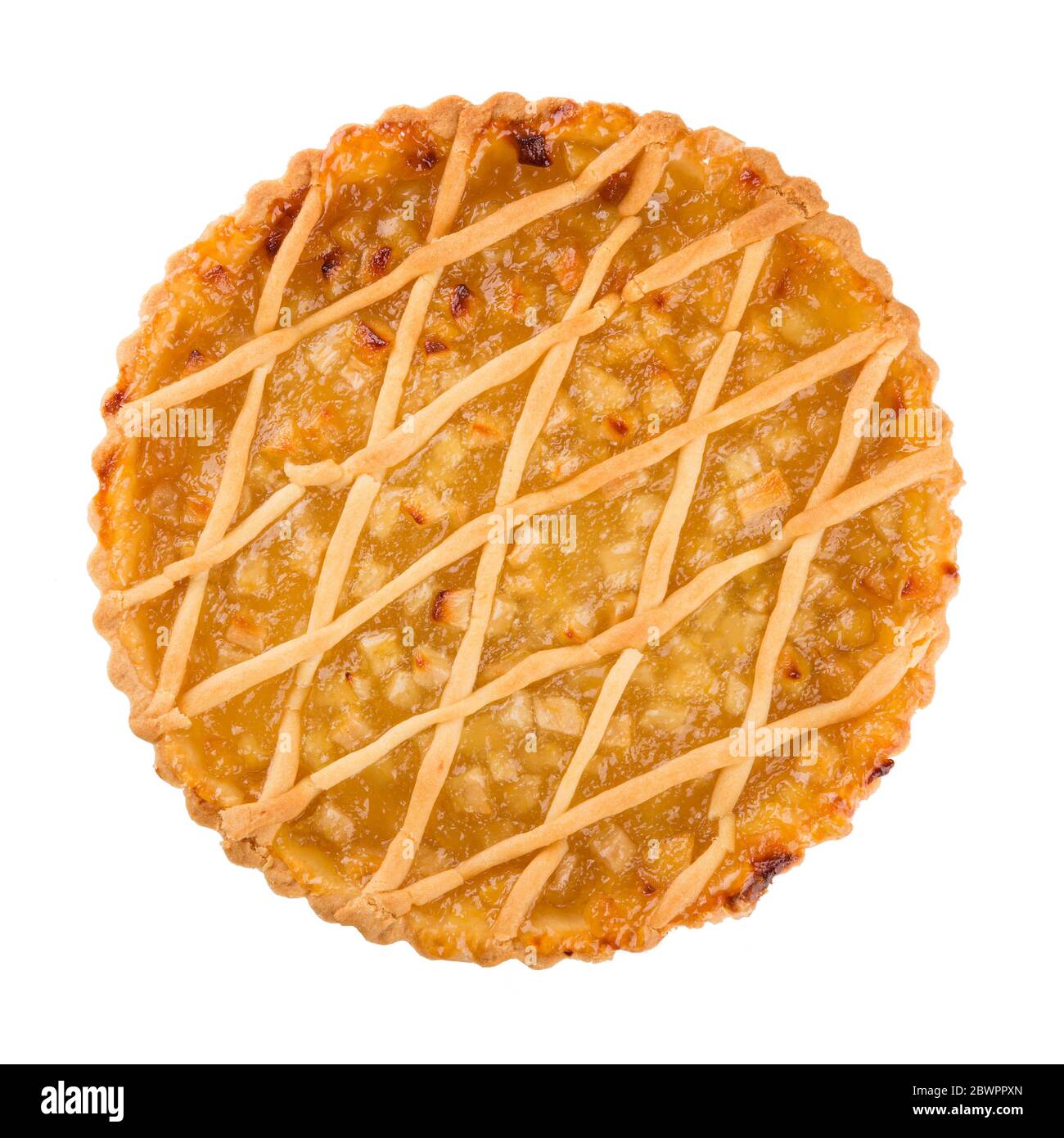 Round lemon pie isolated on a white background. Stock Photo
