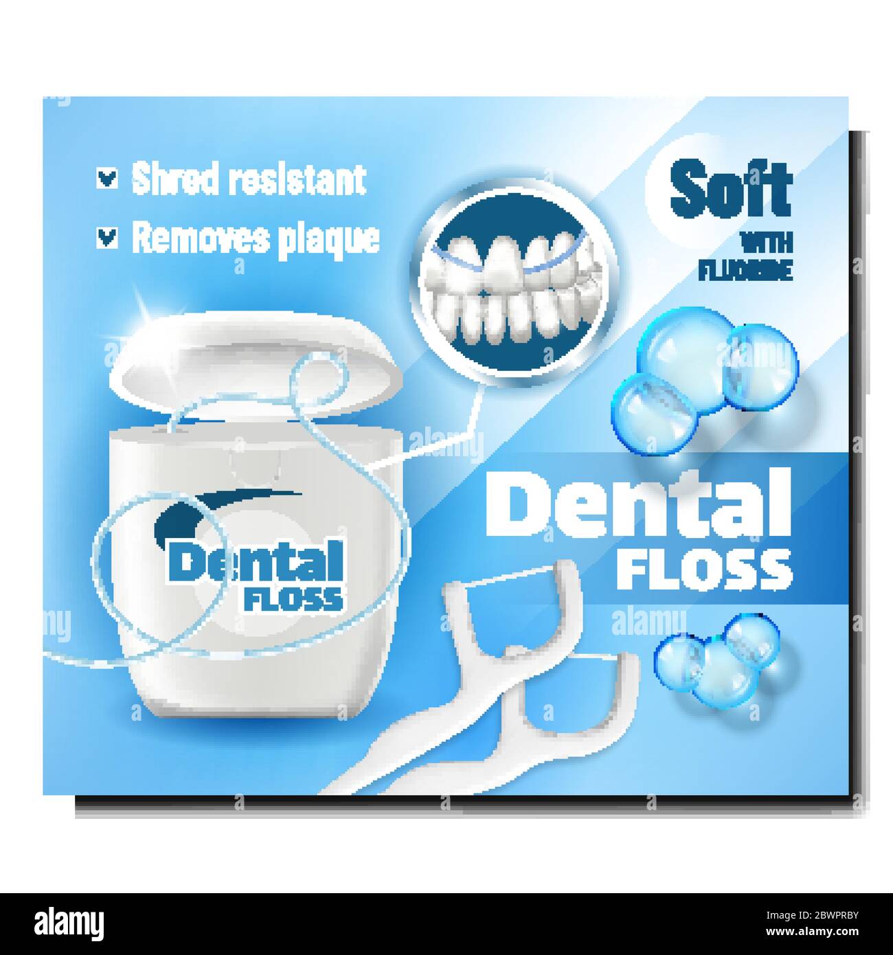 Dental Floss Oral Hygiene Product Banner Vector Stock Vector Image ...