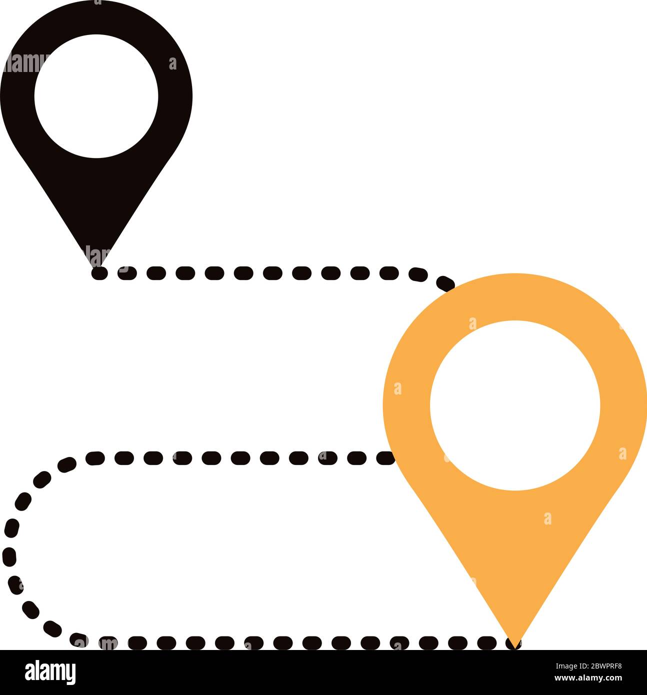 pins pointers in the route location line style Stock Vector