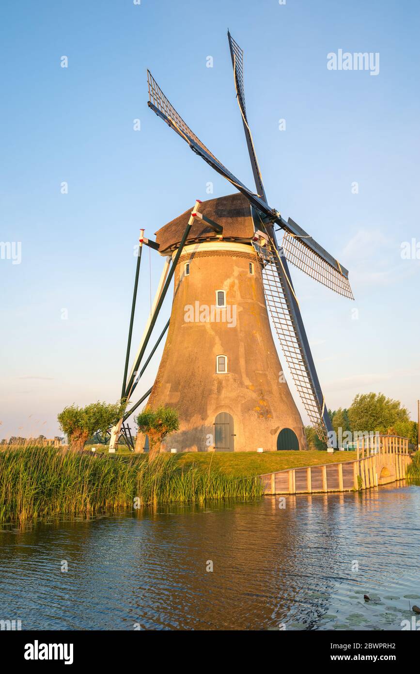 Tall traditional dutch windmill called 'Haastrechtse molen' in the village of Haastrecht, close to Gouda, Netherlands Stock Photo