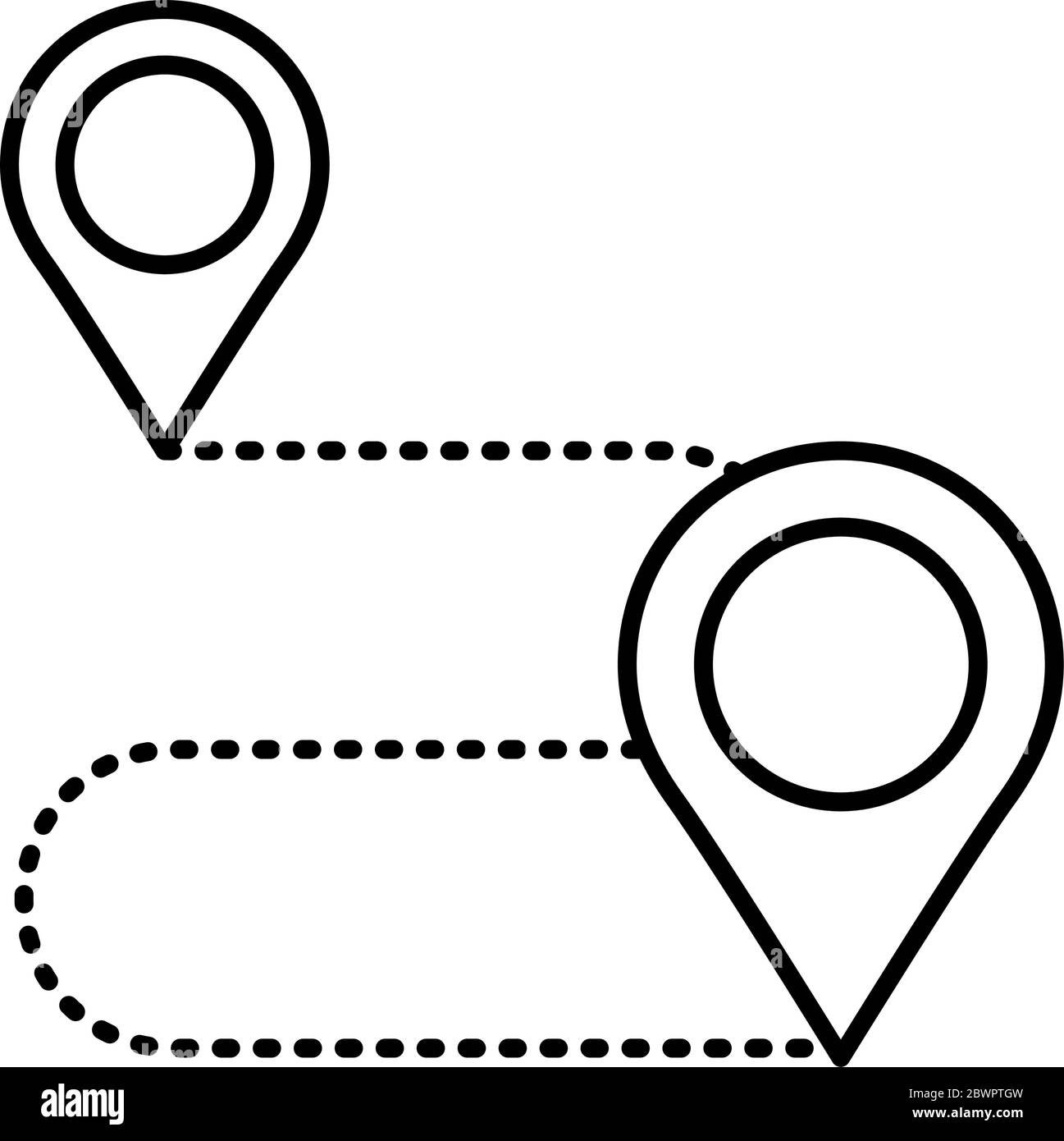 pins pointers in the route location line style Stock Vector