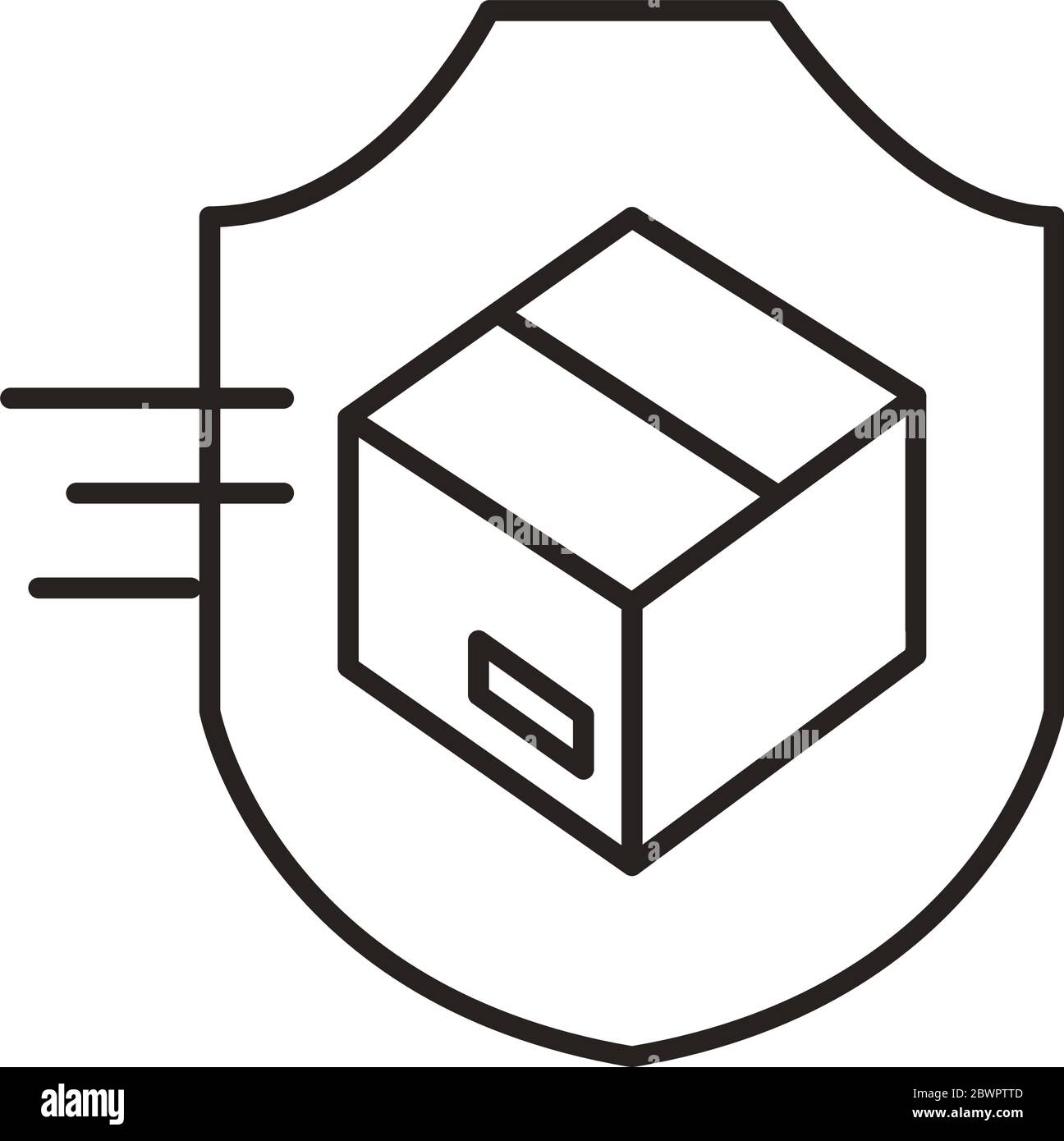 box carton in shield delivery service line style Stock Vector Image ...