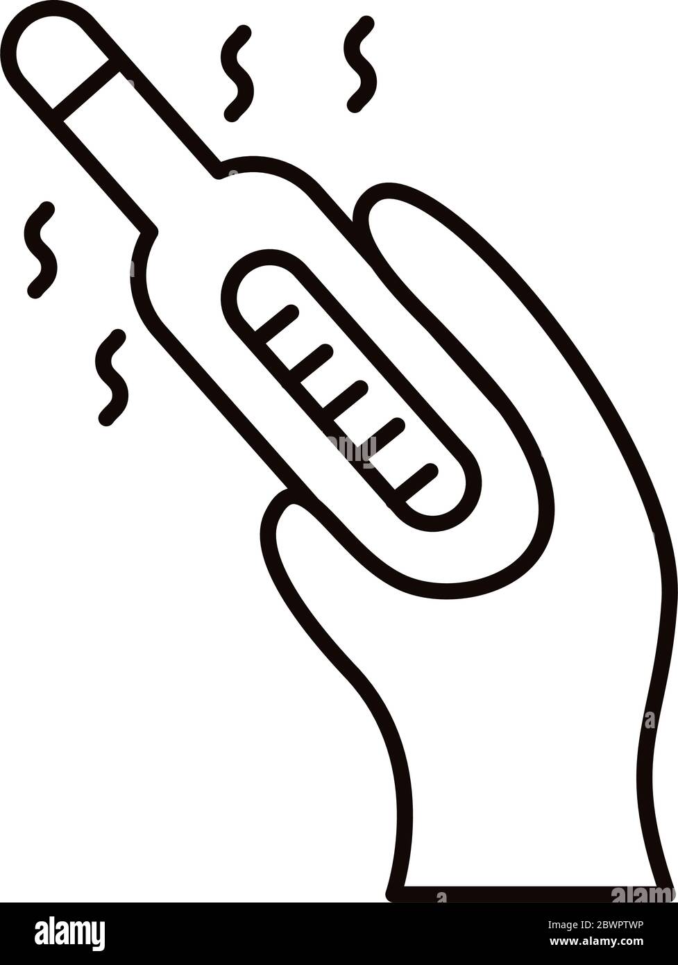 thermometer temperature measure with covid19 line style Stock Vector ...