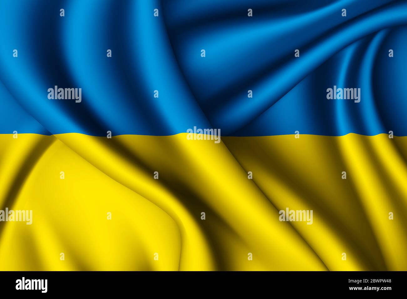 3d rendering waving silk flag of Ukraine Stock Photo - Alamy