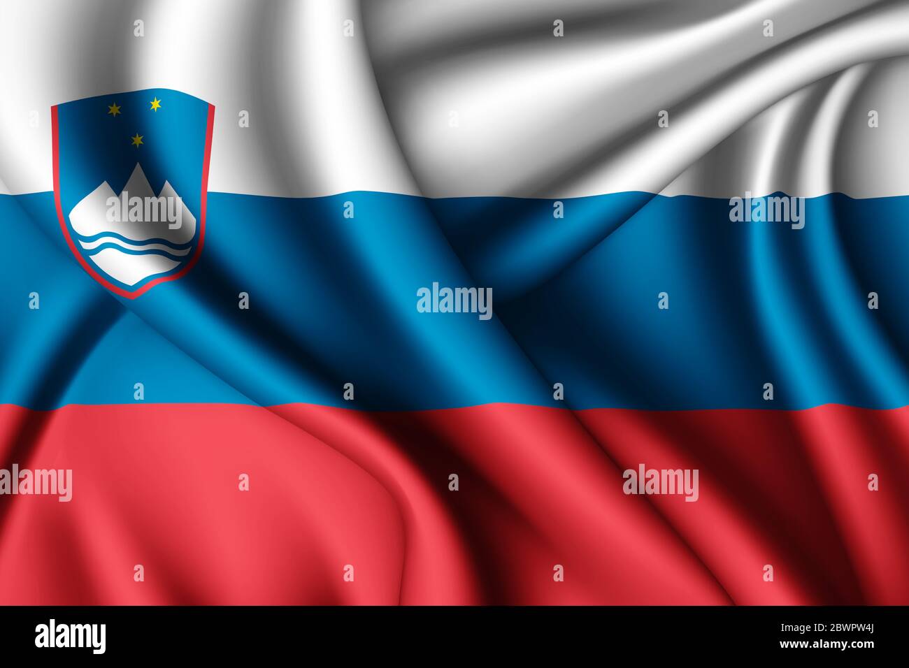 3d rendering waving silk flag of Slovenia Stock Photo - Alamy