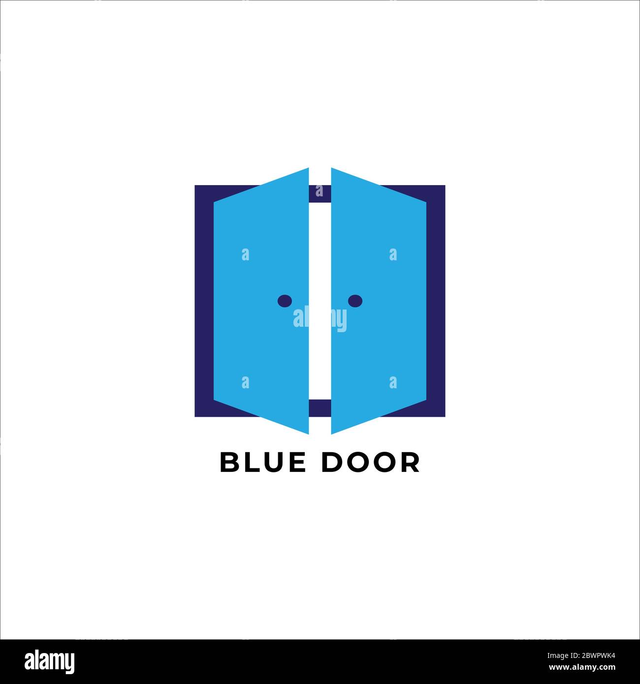 Blue Door logo design template isolated on white background. Twin Door