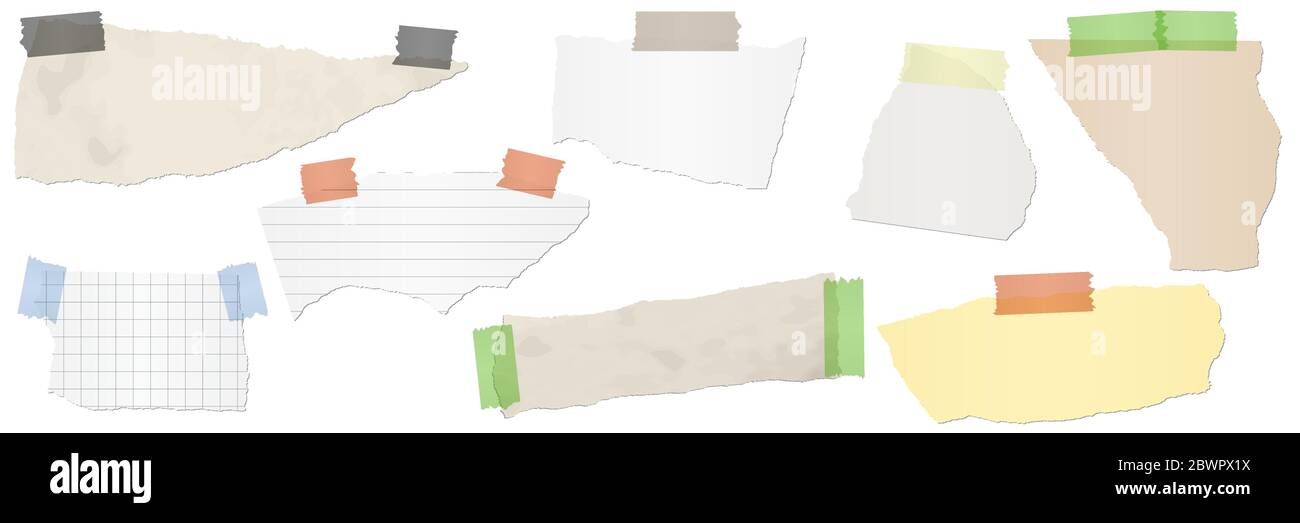 collection of different colored scraps of papers with adhesive strips