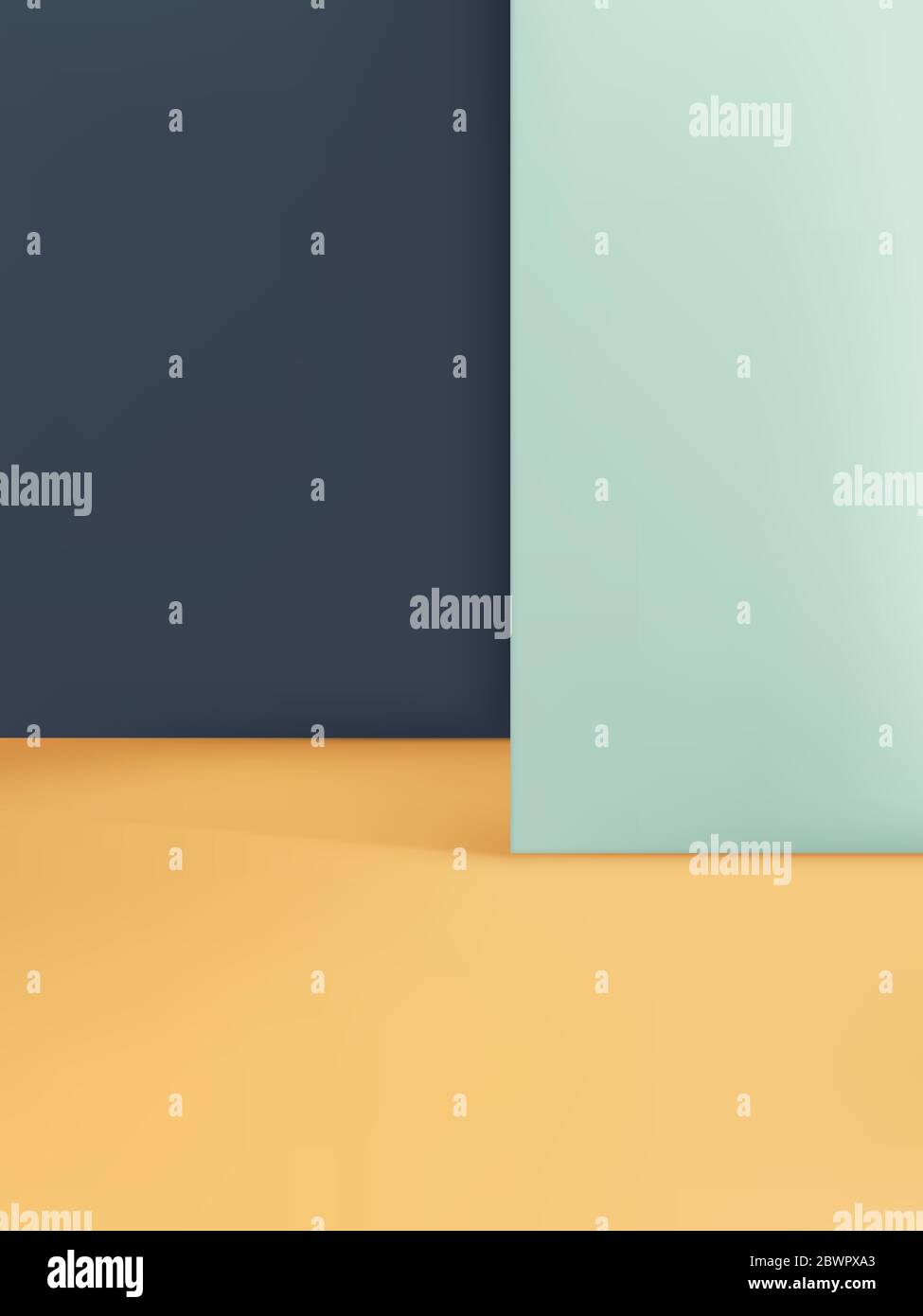 Vector Geometric Background, Duo Layers in Yellow Light Green & Dark Blue Stock Vector