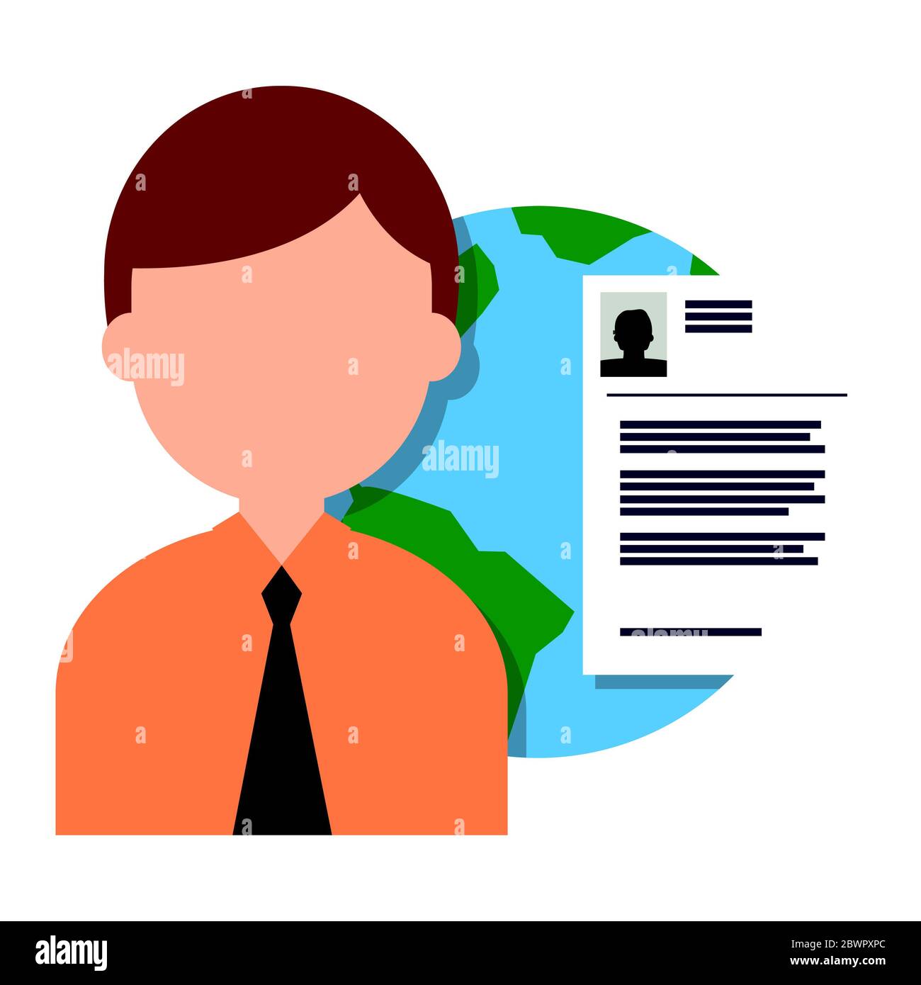 Man with globe and application form Stock Photo