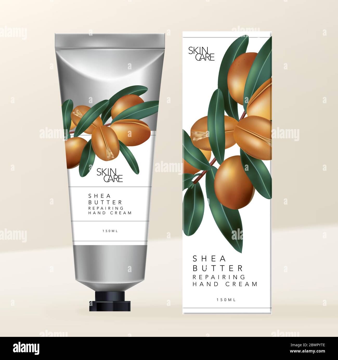 Vector Shea Butter Hand Cream Silver Metallic Tube with Shea Butter