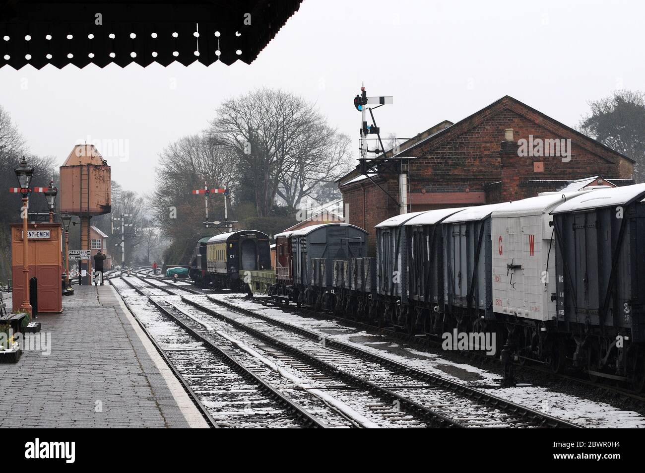 Goods train at Bewdley. '2857' is the locomtoive in the distance. Stock Photo