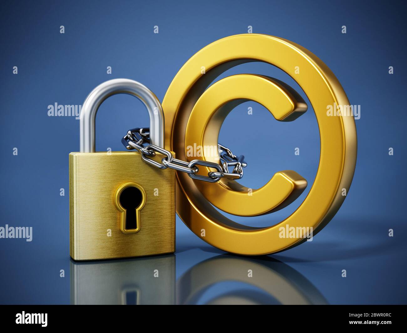 Padlock Chained To Copyright Symbol 3D Illustration Stock Photo Alamy