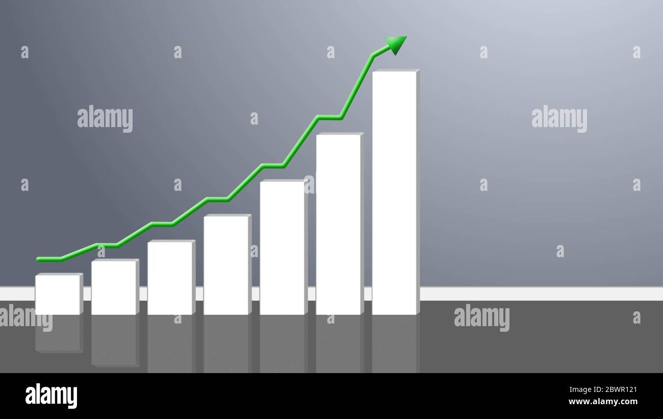 Business Growth Bar Graph with Rising Arrow - 3D Illustration Stock ...