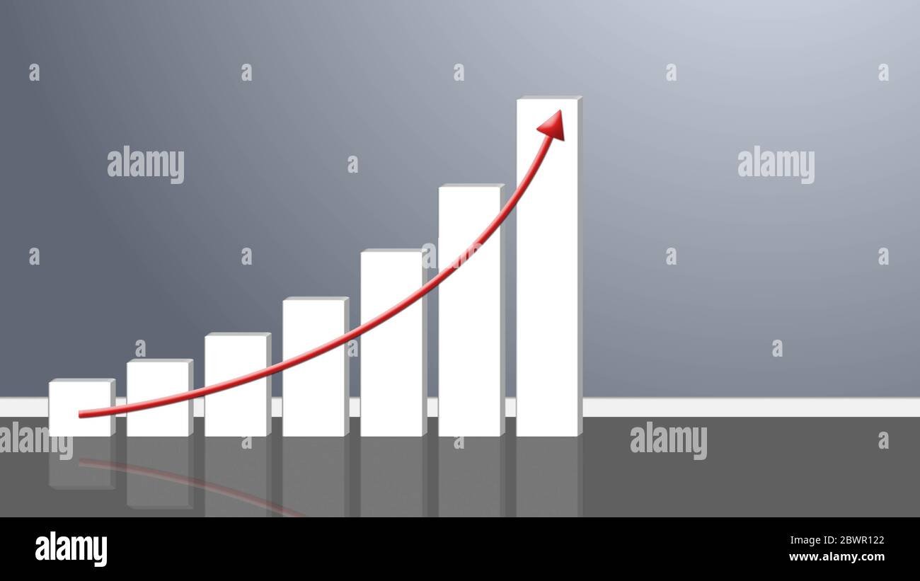 Business Growth Bar Graph with Rising Arrow - 3D Illustration Stock ...