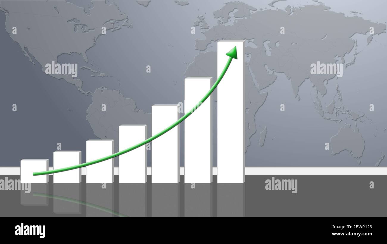 Business Growth Bar Graph with Rising Arrow - 3D Illustration Stock ...