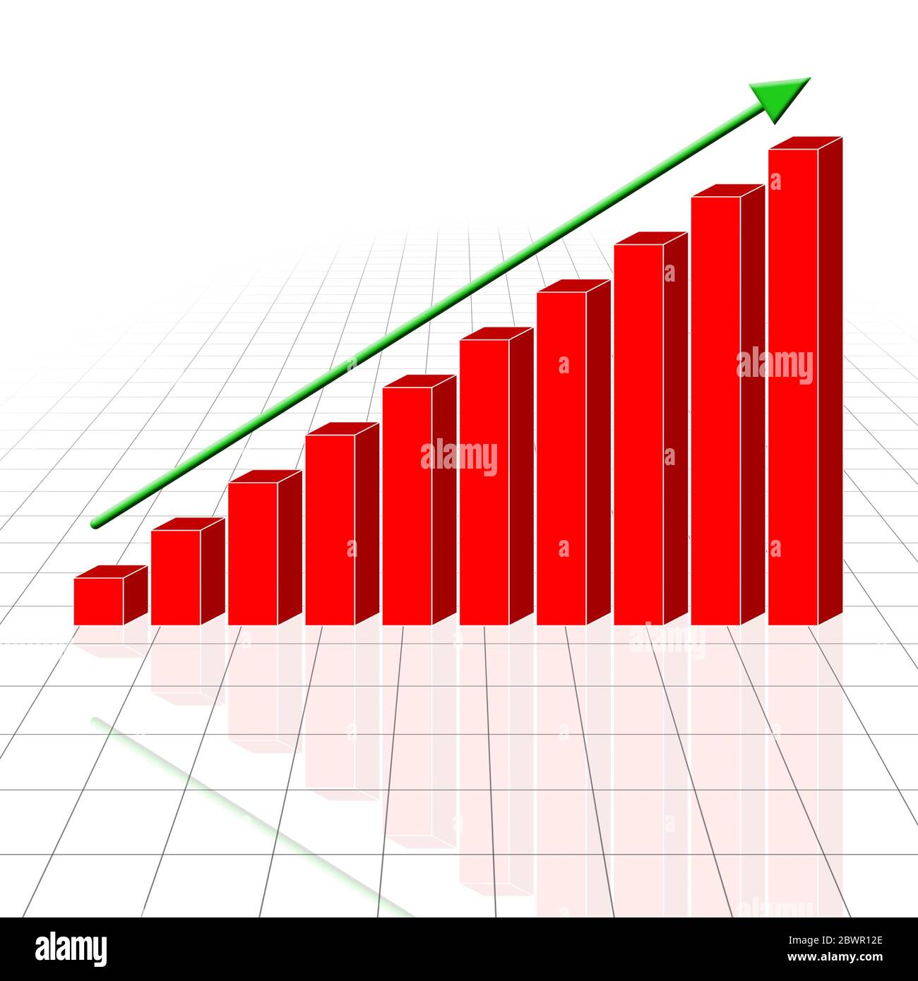 Business Growth Bar Graph with Rising Arrow - 3D Illustration Stock ...