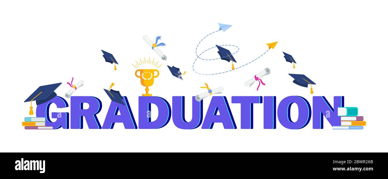 Congratulation Graduates 2020 Class Of Graduations. Flat Cartoon Design ...