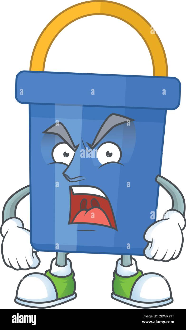 Blue sand bucket cartoon drawing style with angry face Stock Vector Image &  Art - Alamy