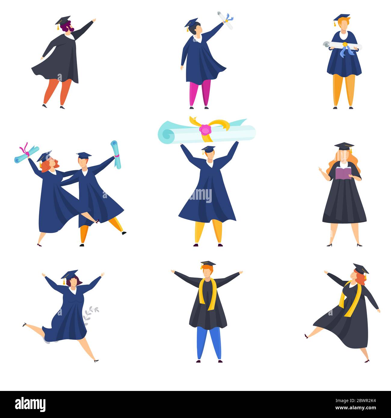 Happy graduated students. Group of boys and girls Stock Vector Image ...