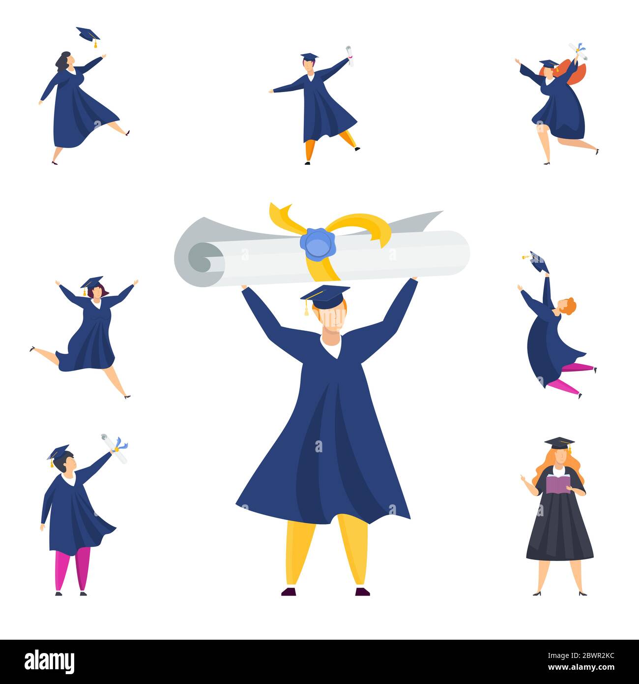 Happy graduated students. Group of boys and girls Stock Vector Image ...
