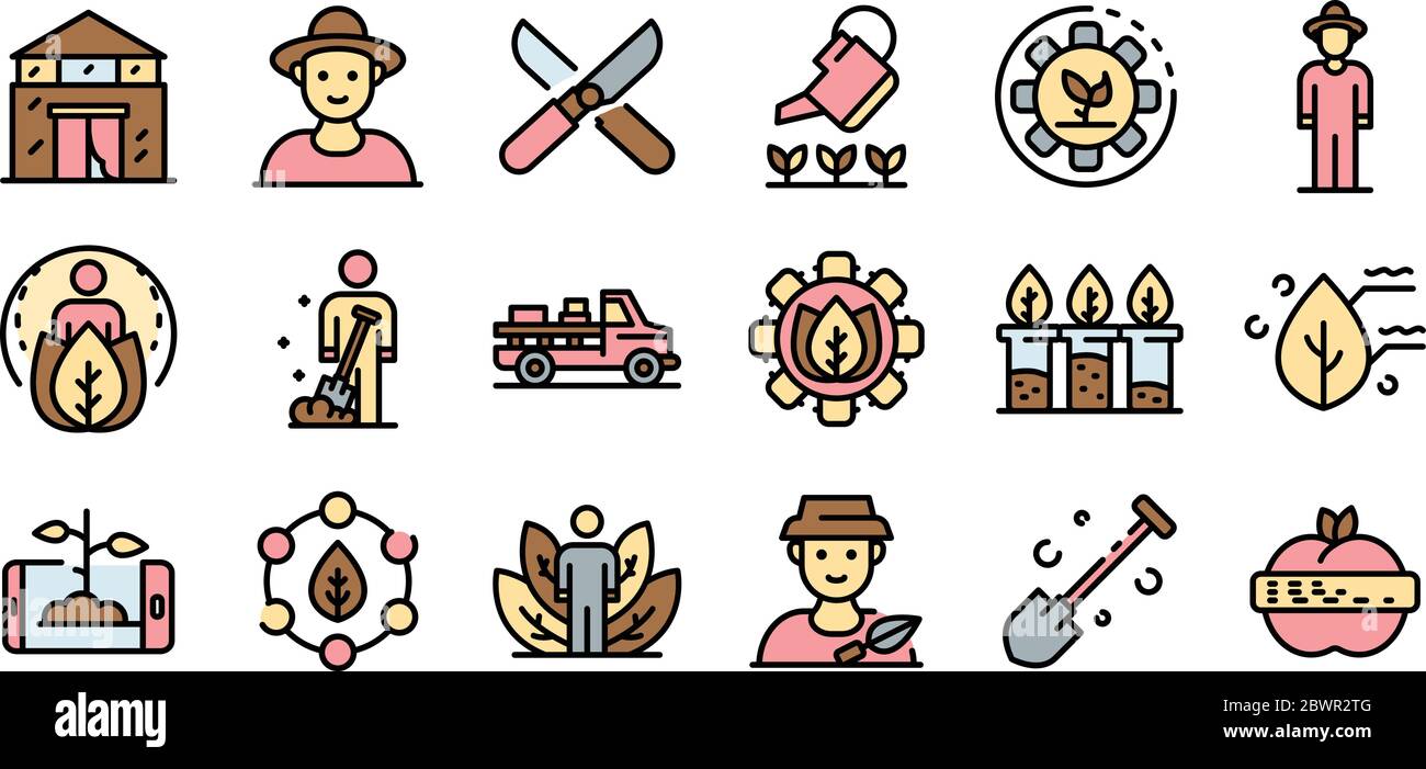 Agronomist icons set, outline style Stock Vector Image & Art - Alamy