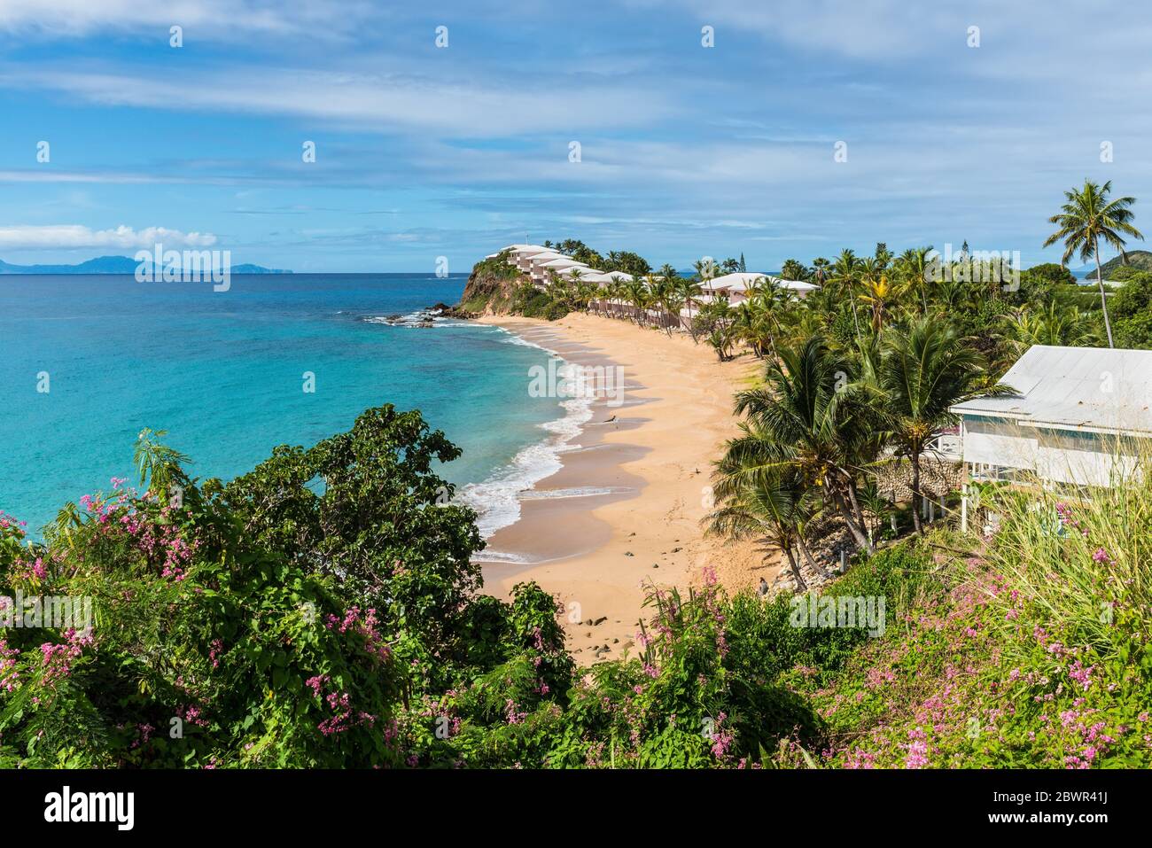 Beautiful marine view on tropical caribbean beach at Grace Bay, Antigua and Barbuda, Leeward Islands, West Indies, Central America. Stock Photo