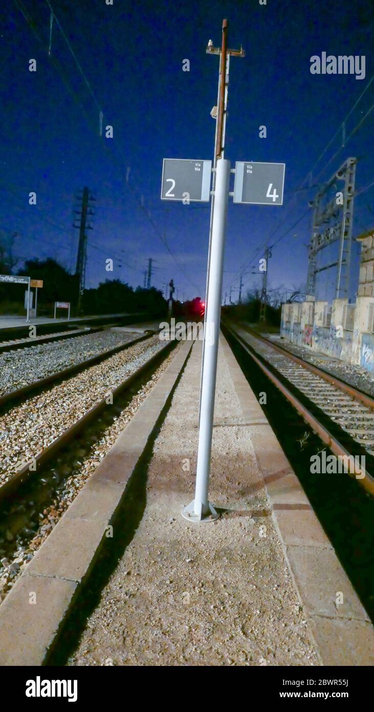 Posters , old railway station. Montroig del Camp, Tarragona, Spain