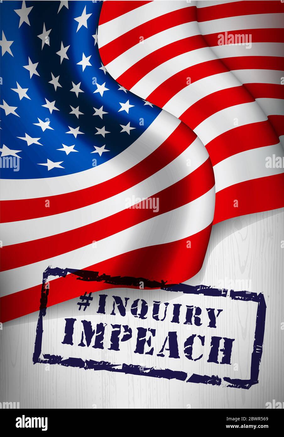 Impeachment stamp on american flag background. Vector illustration. Stock Photo