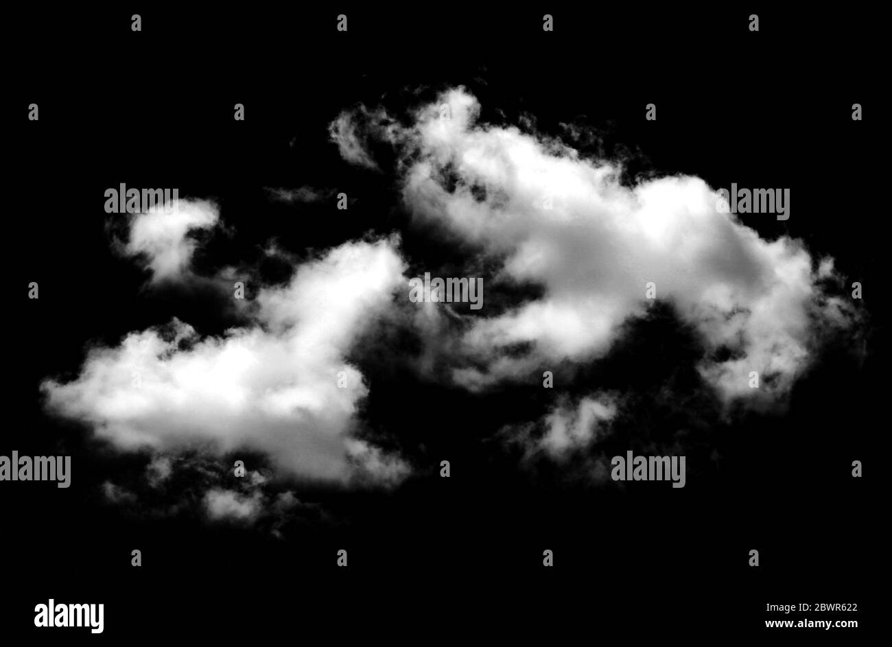 Set of isolated white clouds against black background Stock Photo - Alamy