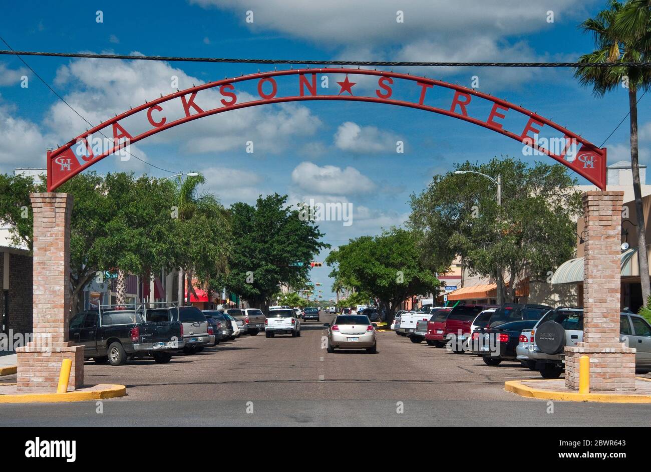 Jackson Street, Downtown Harlingen, Rio Grande Valley, Texas, USA Stock 