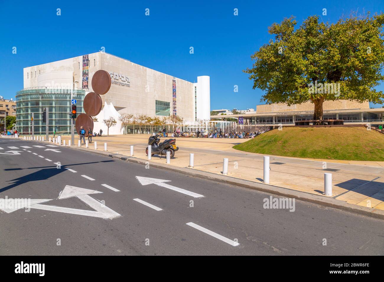 View of Habima Theatre and Habima Square, Tel Aviv, Israel, Middle East Stock Photo