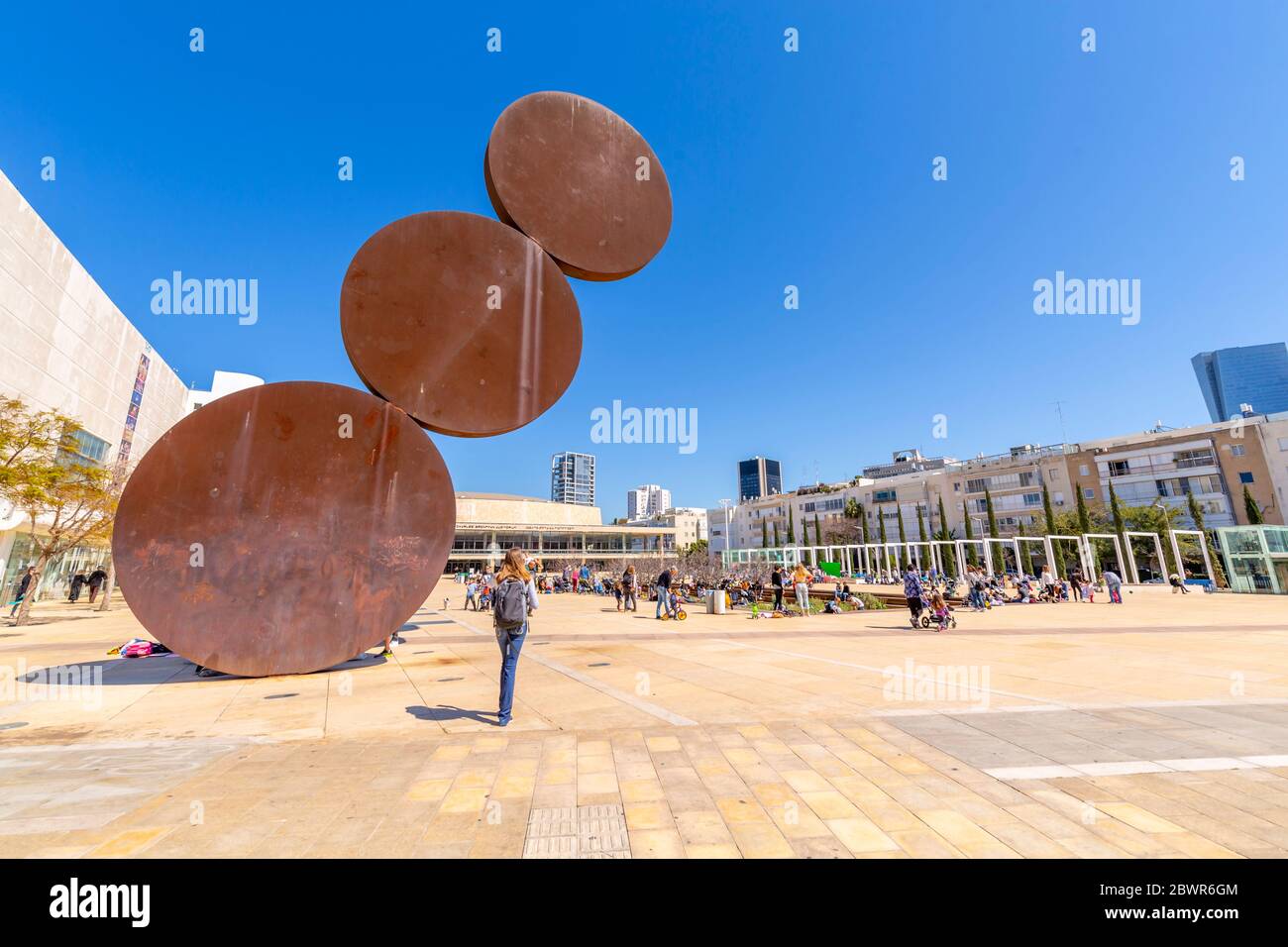 View of Habima Theatre and Habima Square, Tel Aviv, Israel, Middle East Stock Photo
