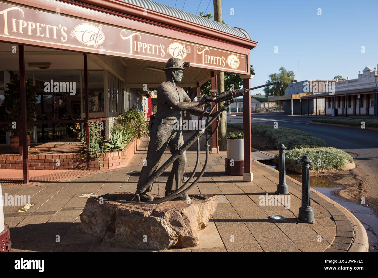 Kalgoorlie Western Australia November 14th 2019 : The miners monument sculpture on Burt Street Kalgoorlie, commemorating the 1300 miners who have died Stock Photo
